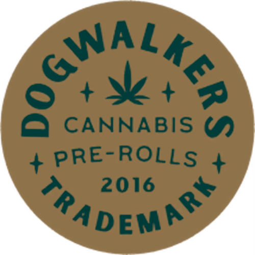 Dogwalkers cannabis brand logo. Available at Leafology