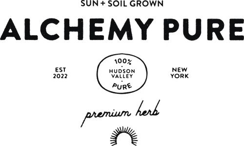 Alchemy Pure cannabis brand logo. Available at Leafology